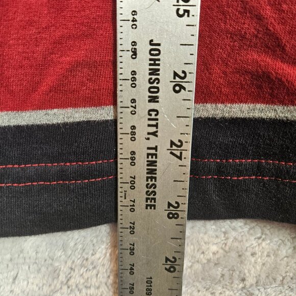 NWT St. Johns Bay Sueded Jersey Men's M Red Navy Striped Long Sleeve Polo Shirt - Picture 10 of 11